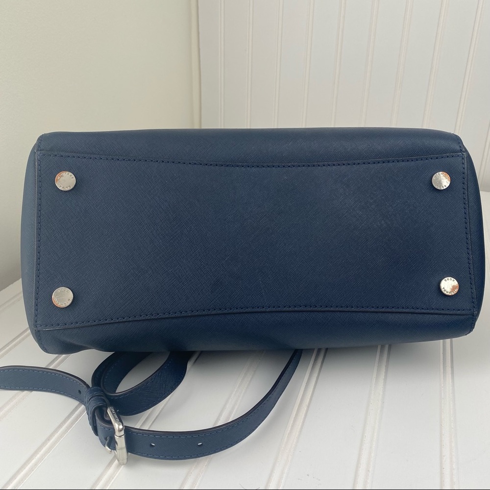 MICHAEL KORS - Ciara Navy Saffiano Leather Satchel - Picture 5 of 12